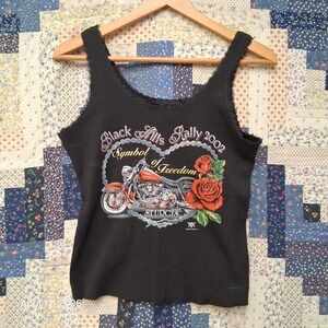 VTG American Biker 2002 Sturgis Symbol of Freedom Womens Tank With Lace SZ Large